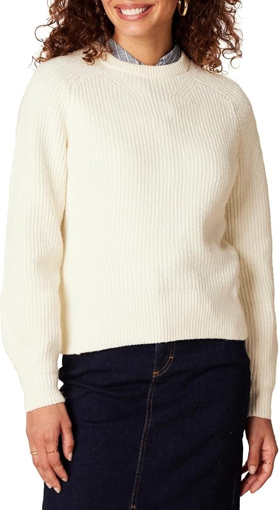 White Ribbed Knit Sweater